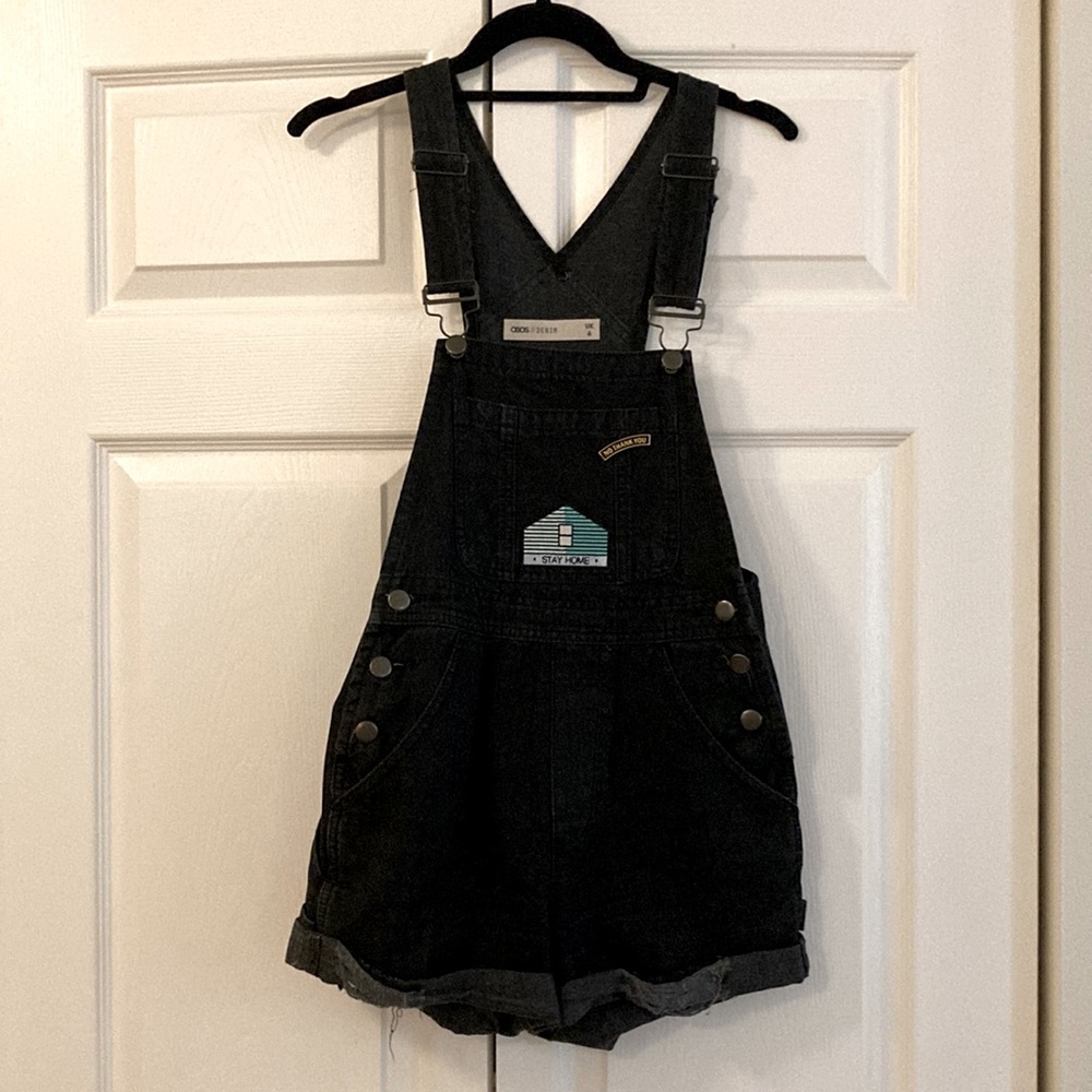 Cute ASOS Black Denim Short Overalls